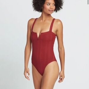 L*Space Pointelle Rib Cha Cha One Piece Swimsuit Sz 6